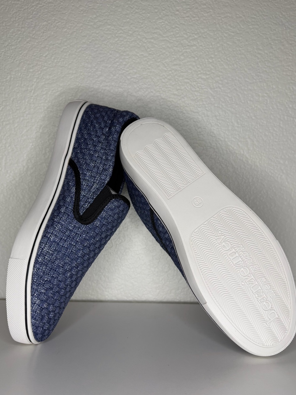 bernie mev. Blue Slip-On Woven Casual Loafers